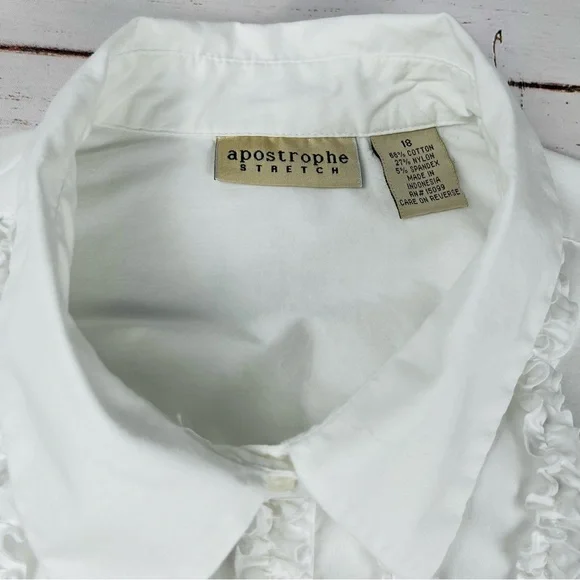 Apostrophe Ruffle Button-Down Top 18 - Picture 5 of 9